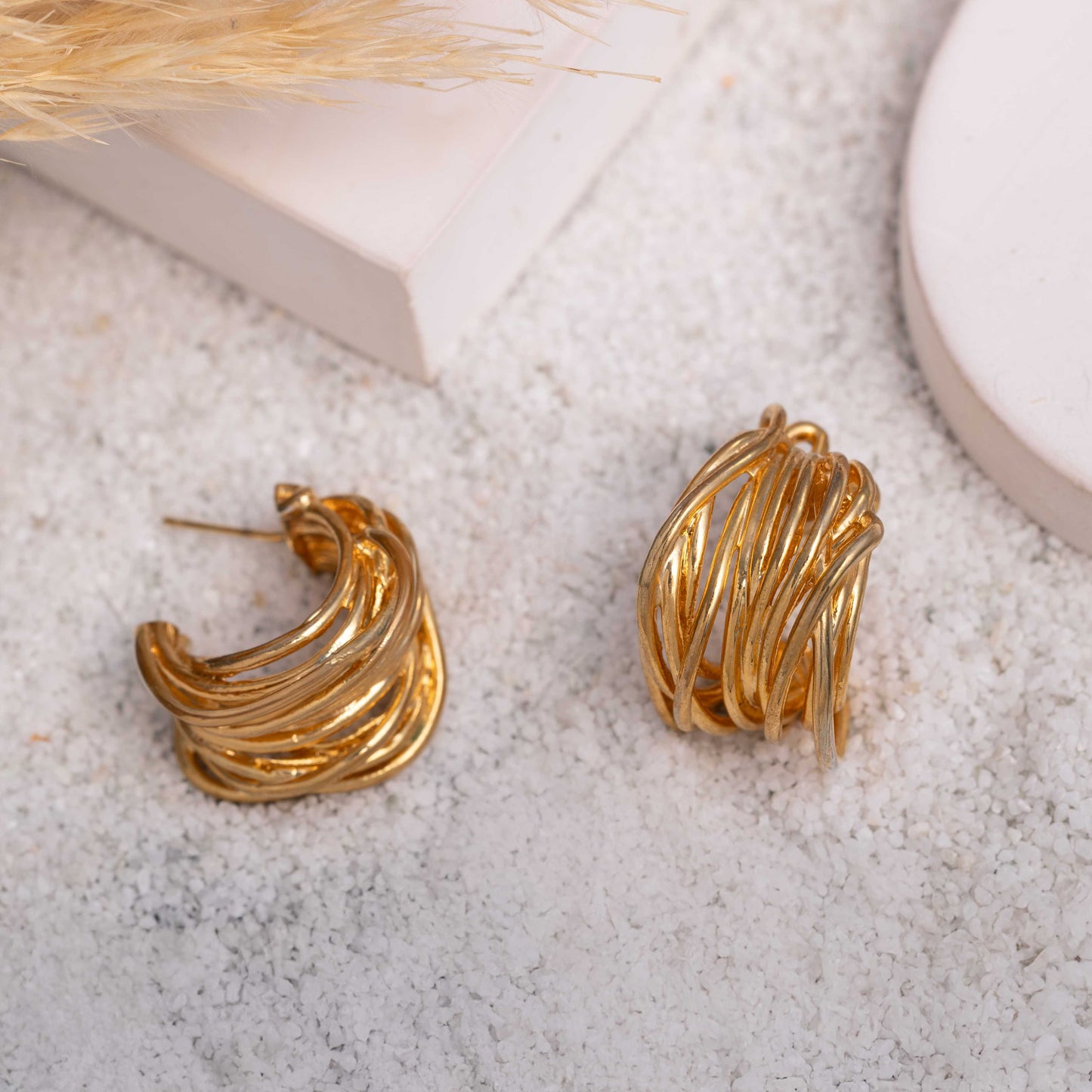 18KT GOLD PLATED STATEMENT HOOPS EARRINGS - MEDUSA