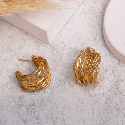 18KT GOLD PLATED STATEMENT HOOPS EARRINGS - MEDUSA