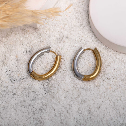 REVERSIBLE DUAL TONE DAILY WEAR HOOPS EARRINGS - LAYLA