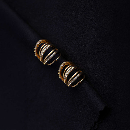 18KT GOLD PLATED RHINESTONE STUDDED EARCUFF - MARINA