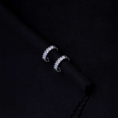 RHODIUM PLATED BAGUETTE CUT EARCUFF - ARIANA