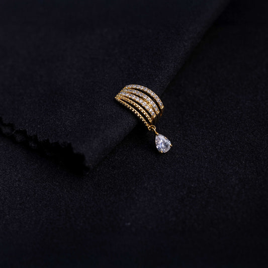18KT GOLD PLATED STUDDED TEAR DROP EARCUFF - AIDEN