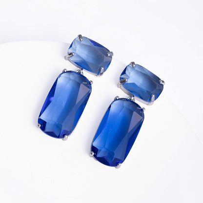 RHODIUM PLATED CRYSTAL DROP EARRING - PHEOBE