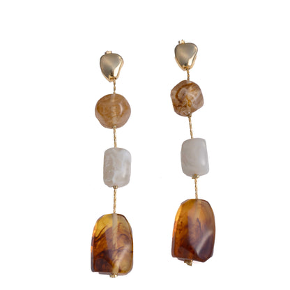 18KT GOLD PLATED STONE DANGLER EARRING - FIONA