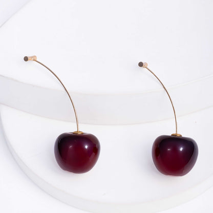 18KT GOLD PLATED KOREAN CHERRY EARRINGS - CHERRY