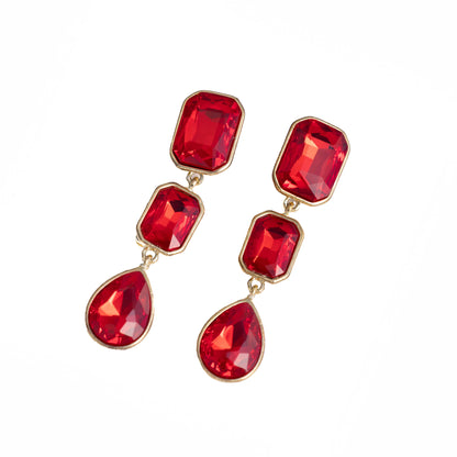 18KT GOLD PLATED RED DROP EARRINGS - BELLA