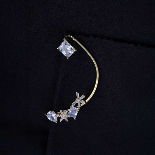 18KT GOLD PLATED ZIRCON STUDDED FULL EAR EARCUFF WITHOUT PIERCING - CAPRI