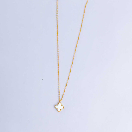 18KT GOLD PLATED DAILY WEAR SINGLE MOP CLOVER NECKPIECE - DARLA