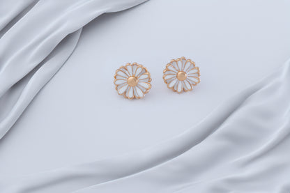 18KT GOLD PLATED ENAMEL FLOWER STUD - MIRA
